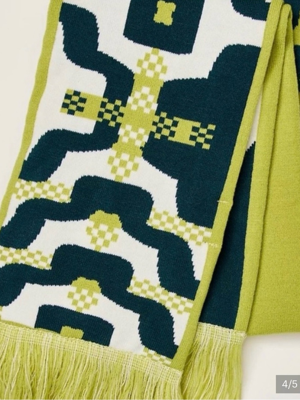 Free People Lime Green & Teal Geometric Fringe Throw
